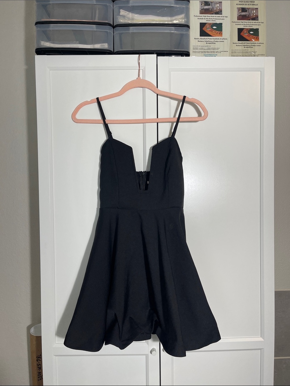 Girls Black Spaghetti-Strap Party One-Piece Dress